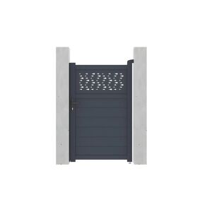 Vente-unique.com Portillon battant aluminium semi plein à motifs L103 x H166 cm anthracite - BAZIO