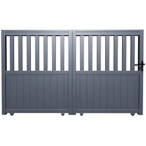 Vente-unique.com Portail électrique coulissant aluminium ajouré L401 x H140 cm anthracite en kit TARNOS II