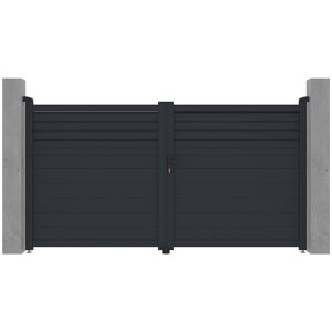 Vente-unique.com Portail électrique battant aluminium persien L305 x H166 cm anthracite - VIAZO