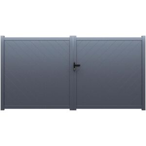 Vente-unique.com Portail électrique battant aluminium plein L350 x H160 cm anthracite - ZERANO