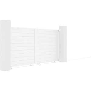 Vente-unique.com Portail électrique coulissant aluminium plein L374 x H180 cm blanc - NAZARIO