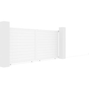 Vente-unique.com Portail électrique coulissant aluminium plein L416 x H180 cm blanc - NAZARIO