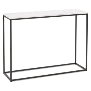 Table console design 'PATIO' en marbre blanc et métal noir