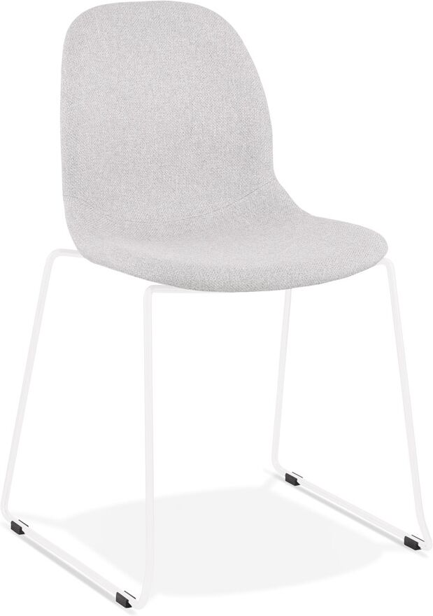 Chaise design empilable 'DISTRIKT' en tissu gris clair avec pieds en métal blanc