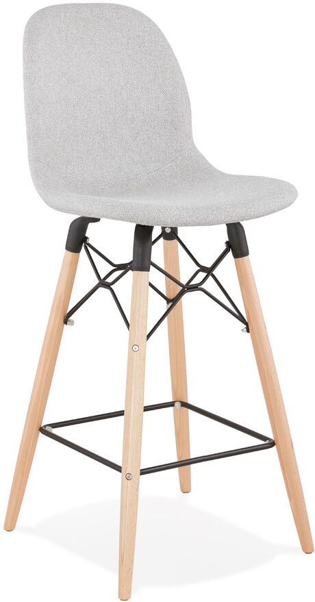 Tabouret snack mi-hauteur 'GALACTIK MINI' en tissu gris clair style scandinave