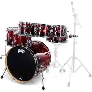 DW PDP CM7 Red to Black Red to Black Sparkle Fade