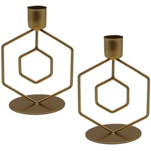 Blancheporte Bougeoir hexagonal métal – lot de 2 - Blancheporte Or Lot de 2