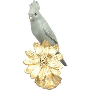 Blancheporte Statuette perroquet sur fleur dorée - Blancheporte Gris Unité