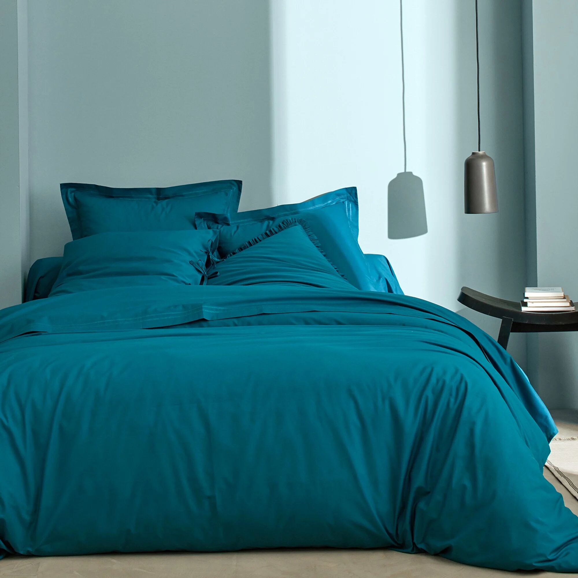 Blancheporte Linge de lit uni percale - Colombine Bleu Taie d'oreiller sac nouettes : 50x70cm