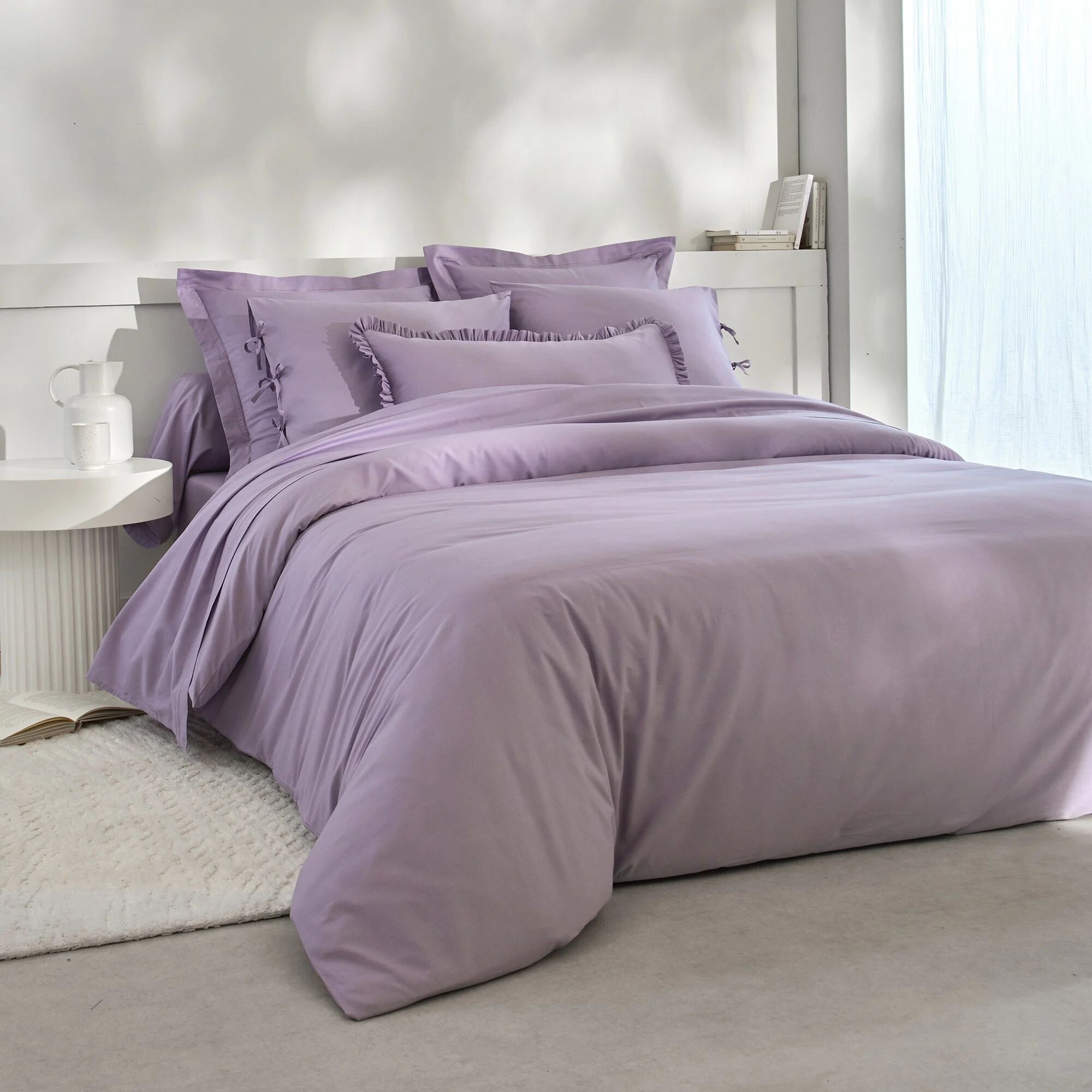 Blancheporte Linge de lit uni percale - Colombine Violet Taie d'oreiller sac nouettes : 65x65cm