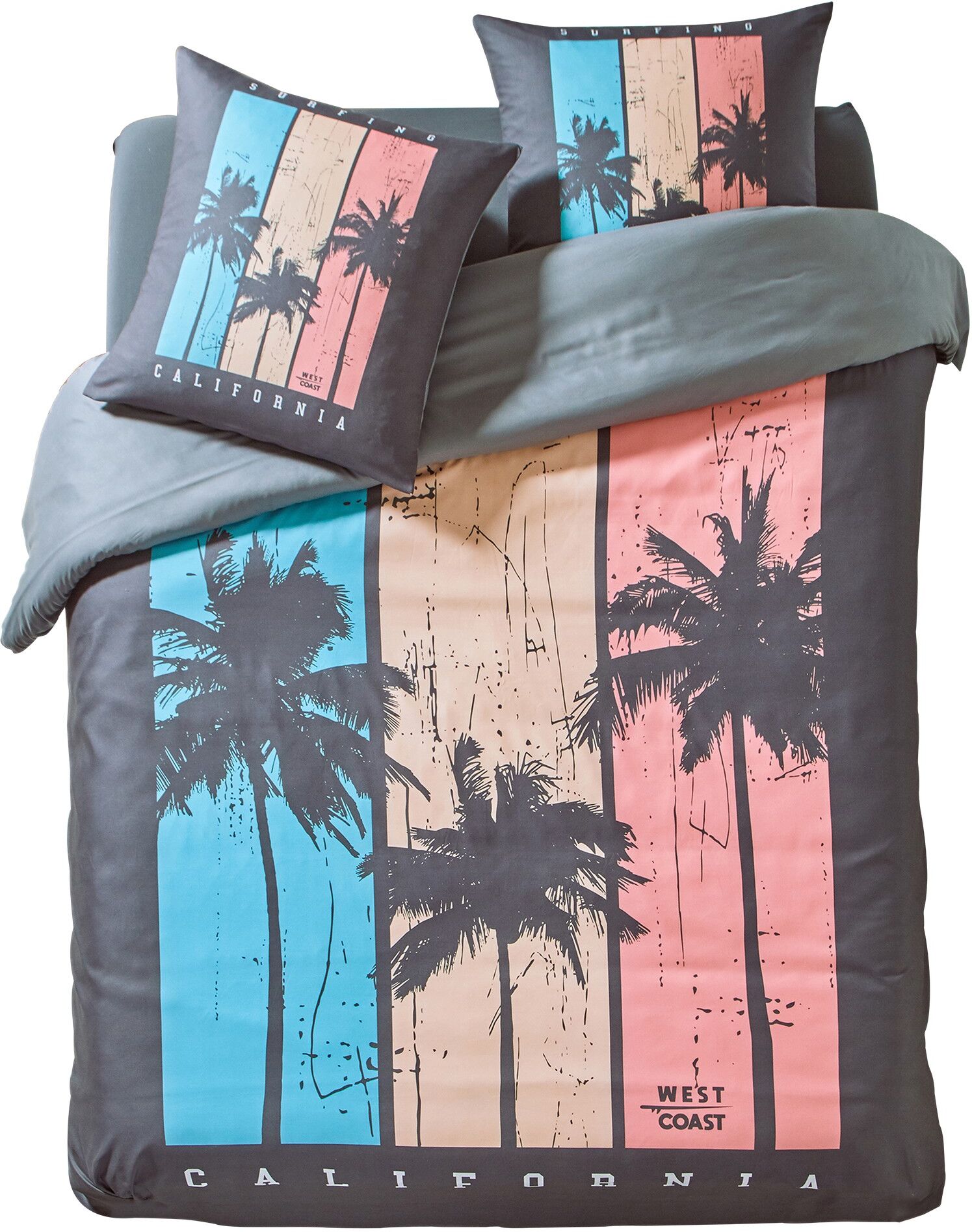 Parure de lit Californie - en microfibre - Blancheporte Noir Taie d'oreiller forme sac : 63x63cm