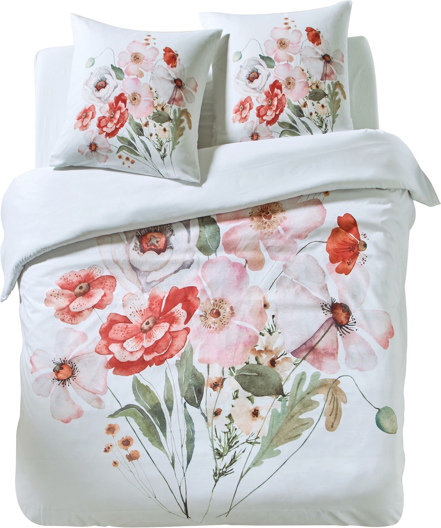 Parure de lit Bouquet - en microfibre - Blancheporte Blanc Taie d'oreiller forme sac : 63x63cm