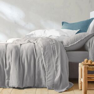 Blancheporte Linge de lit uni lin lavé - Colombine Gris Drap-housse 2 personnesonnes : 140x190cm