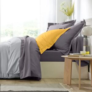 Blancheporte Linge de lit uni coton - Colombine Gris Taie d'oreiller volant plat : 40x40cm