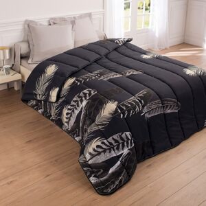 Blancheporte Couette microfibre imprimée Plumes 200g/m2 - Blancheporte Noir Couette 2 personnesonnes : 220x240 cm