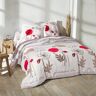 Blancheporte Linge de lit Coquely en polycoton à motifs coquelicot - Colombine Blanc Taie d'oreiller volant plat : 65x65cm