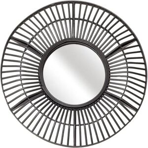 Blancheporte Grand miroir rond en bambou, noir - Blancheporte Noir Unité