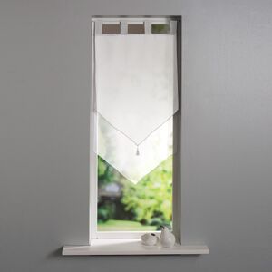 Blancheporte Vitrage voile double uni forme pointe finition pattes - Blancheporte Blanc Rideau : largeur 45 x hauteur 90cm