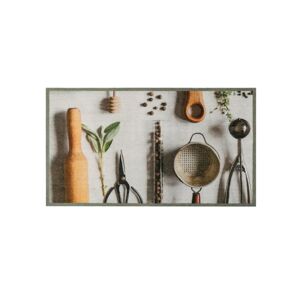 Blancheporte Tapis de cuisine velours photo-impression ustensiles - Blancheporte Gris Tapis : 50x90cm