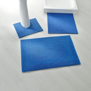 Blancheporte Tapis de bain éponge liteau motif frise grecque - Blancheporte Bleu Tapis de douche : 60x60cm