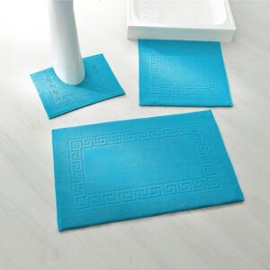 Blancheporte Tapis de bain éponge liteau motif frise grecque - Blancheporte Turquoise Tapis de douche : 60x60cm