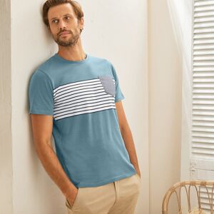 Blancheporte T-shirt Rayé Manches Courtes - Homme Bleu L