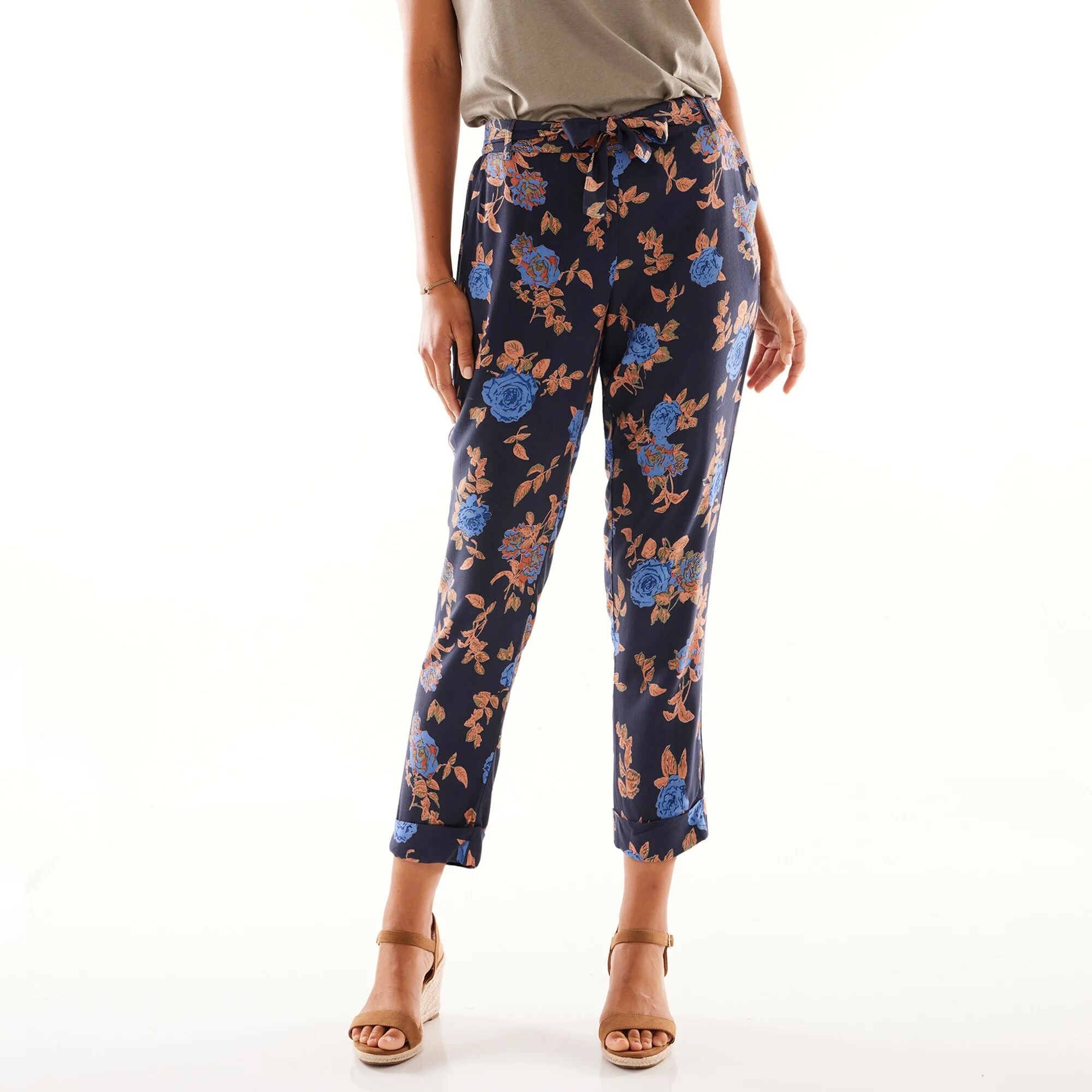 Blancheporte Pantalon 7/8ème Fuselée Imprimé Fleuri - Femme Bleu 52