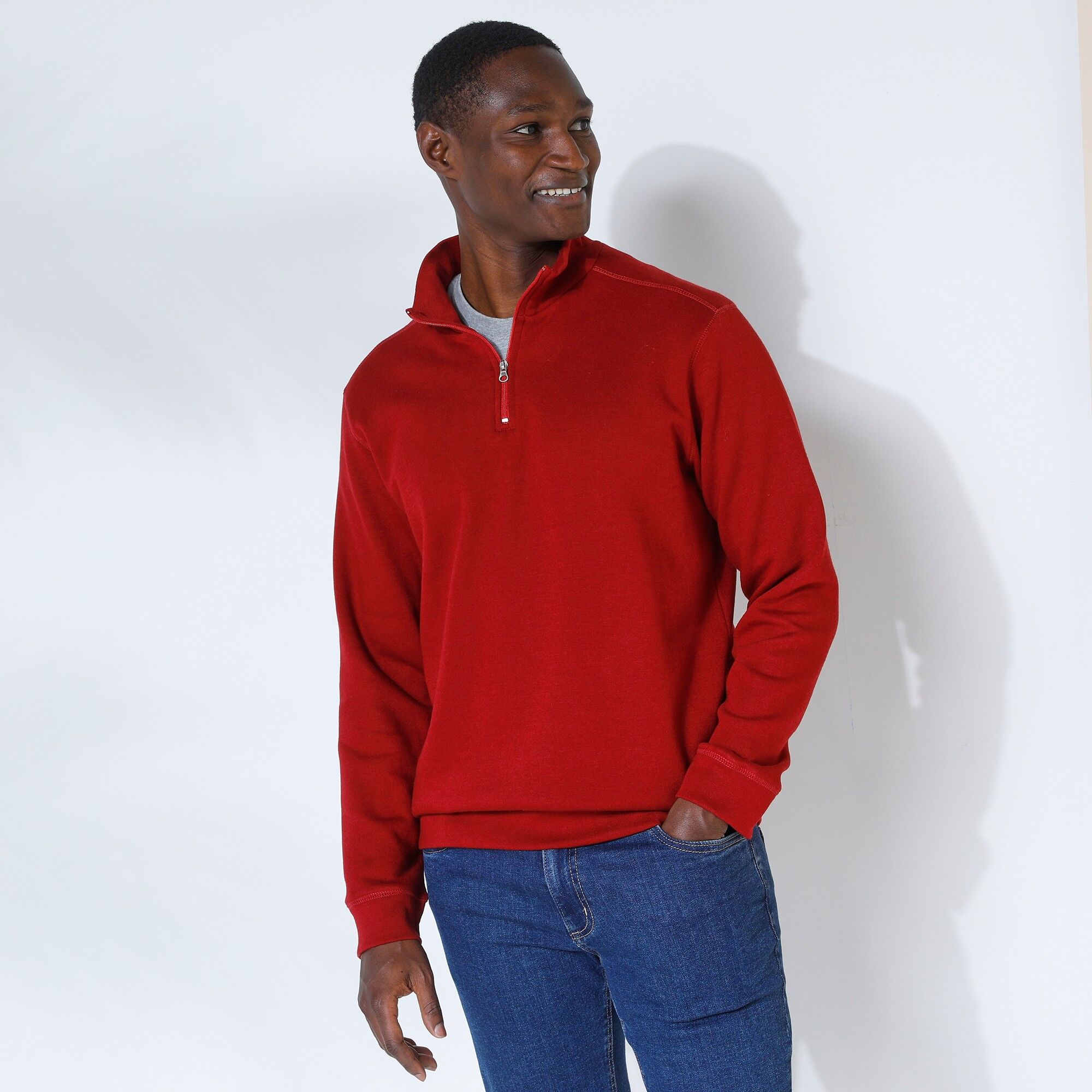 Blancheporte Sweat Molleton Col Camionneur Zippé - Homme Rouge L