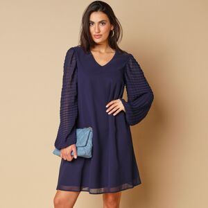 Lora Zellini Robe Housse Manches Fantaisie - Femme Bleu 40