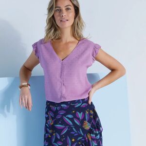 Blancheporte Blouse Boutonnée Plumetis - Femme Violet 50