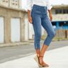 Blancheporte Pantacourt Denim Base Boutonnée - Femme Bleu 44