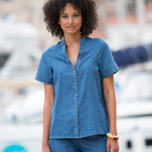 Blancheporte Chemise Manches Courtes, Jean - Femme Bleu 36