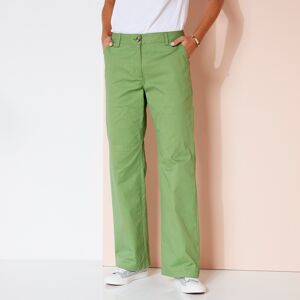 Blancheporte Pantalon Chino Large, Coton Stretch - Femme Vert 48