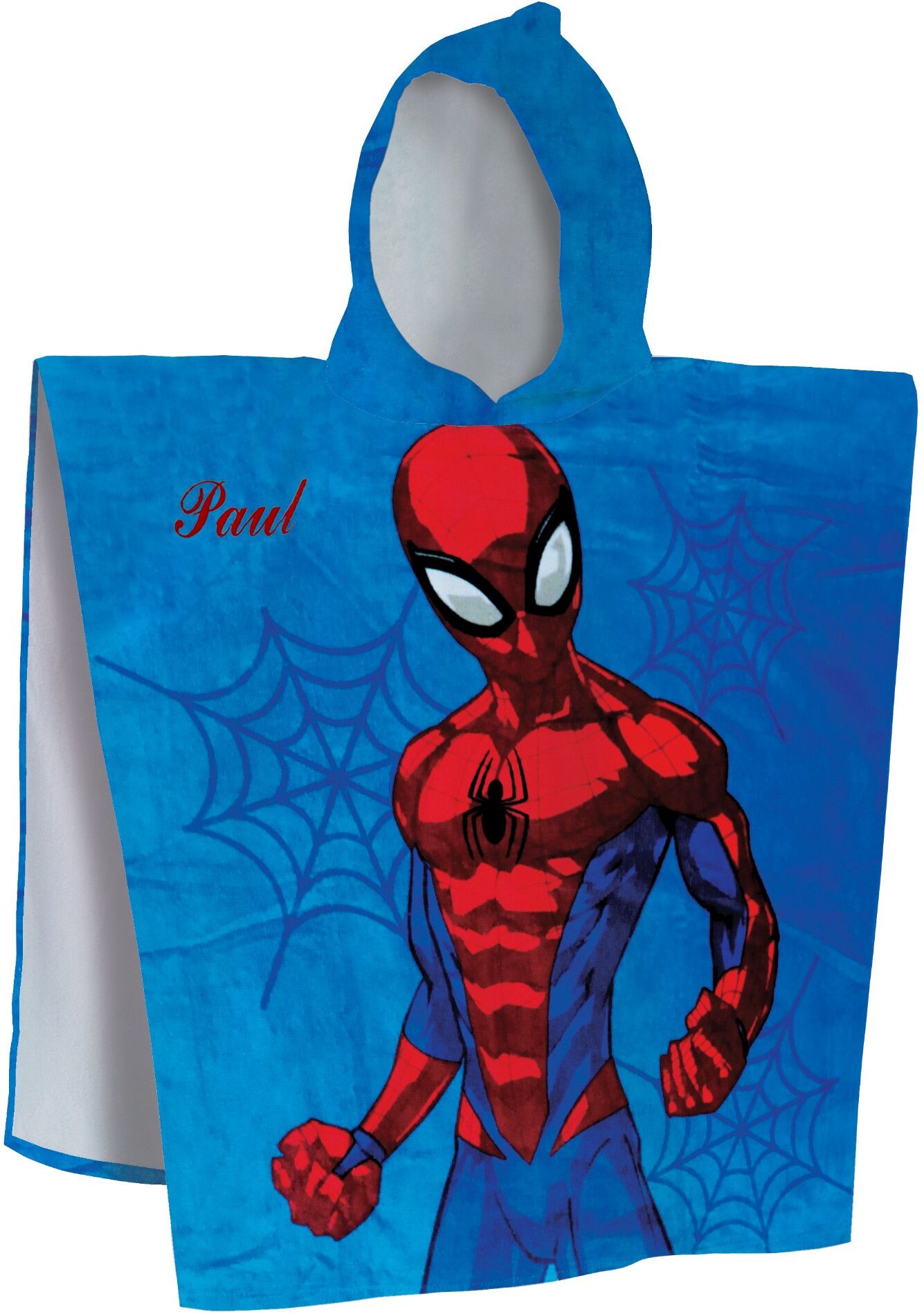 Poncho de bain enfant Spider-Man® à capuche personnalisable - Spiderman Bleu Longueur 120cm