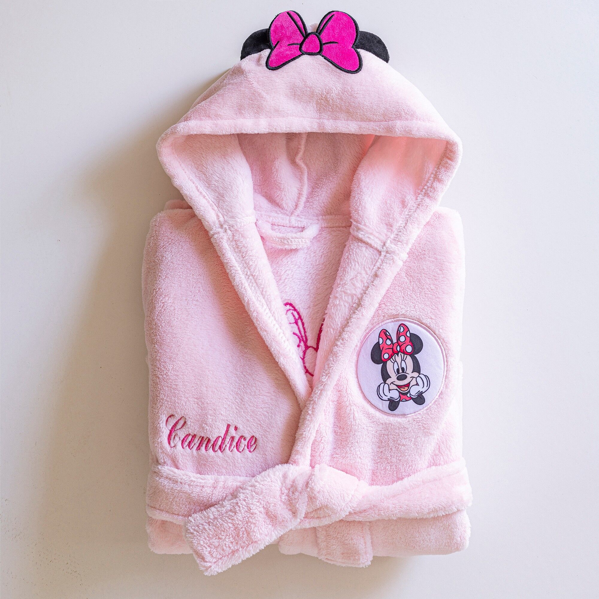 Robe de chambre capuche enfant Minnie® personnalisable - polaire - Minnie Rose 6/8 ans