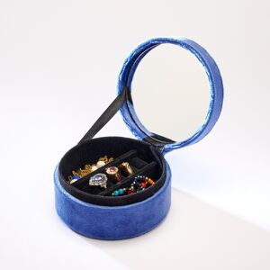 Blancheporte Boîte À Bijoux Ronde, Effet Velours - Femme Bleu Unité