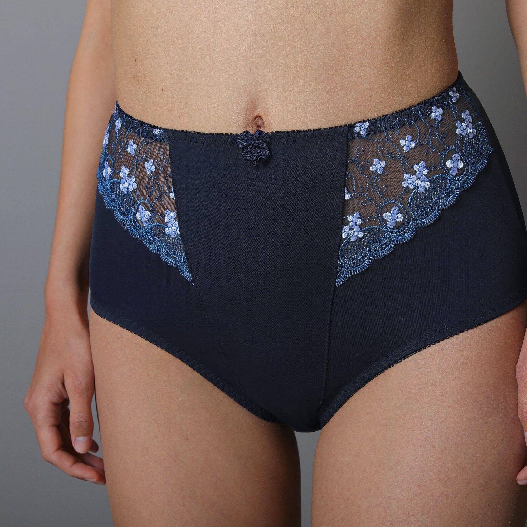 Gainette microfibre tulle brodé Caminata - Confidence Lingerie Bleu 38/40