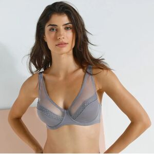 Blancheporte Soutien-gorge forme minimiseur en microfibre et tulle Paia, avec armatures - Gris - 105D Gris 105D