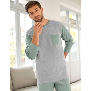 Blancheporte Tee-shirt Pyjama Bicolore Manches Longues - Homme Gris M