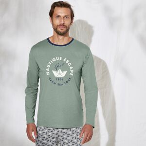 Blancheporte Tee-shirt Pyjama Imprimé Manches Longues - Homme Vert L