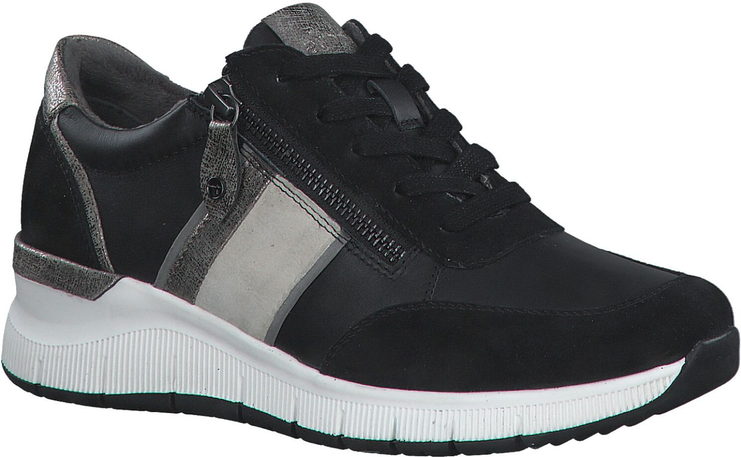 Sneakers dessus cuir - largeur confort - Tamaris Noir 38