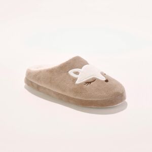 Blancheporte Chaussons mules polaire brodés tête de renard - Blancheporte Taupe 37