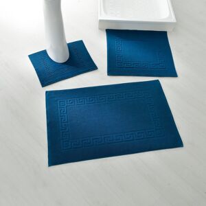 Blancheporte Tapis de bain éponge liteau motif frise grecque - Blancheporte Bleu Contour : 50x40cm