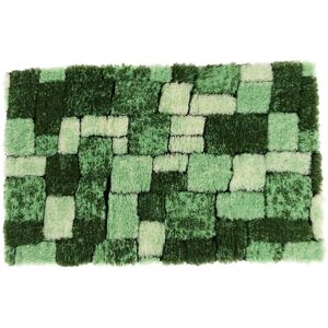 Blancheporte Tapis de bain mosaïque toucher peluche - Blancheporte Vert Tapis de bain : 60x100cm