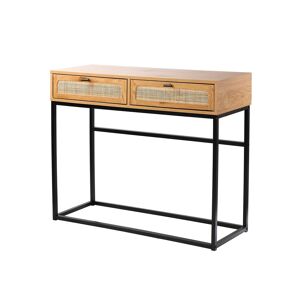 Blancheporte Console WICKOOD 2 tiroirs - bois, métal et cannage - Blancheporte Écru Unité