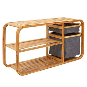 Blancheporte Banc de rangement - bois et bambou (ou meuble d’entrée) - Blancheporte Écru Unité