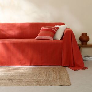 Blancheporte Plaid ou jeté uni coton tissage artisanal - Blancheporte Orange Taie : 63x63cm