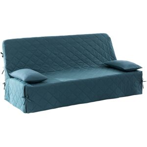 Blancheporte Housse clic-clac standard matelassée coton bachette uni - Colombine Bleu Housse matelassée clic clac : 140x190cm