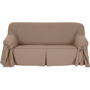 Blancheporte Housse bachette coton uni nouettes fauteuil canapés - Colombine Taupe Housse canapé 2 places