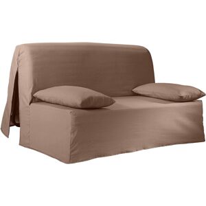 Blancheporte Housse canapé BZ bachette coton uni - Colombine Taupe Housse BZ non matelassée : 190x140cm